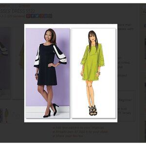 Butterick‎ Sewing Pattern 5522 Dress Misses Size 8-14